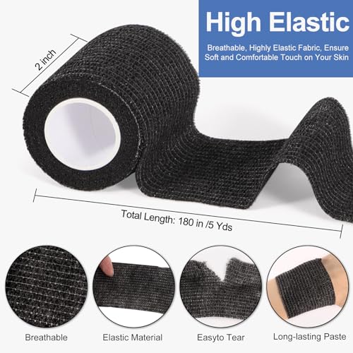 24 Rolls Self Adhesive Bandage Wrap (Black / 4 Inch)