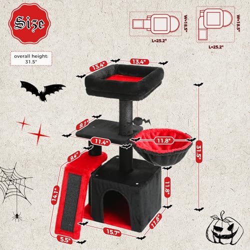 Cactus Cat Tree for Kittens & Small Cats (Black)