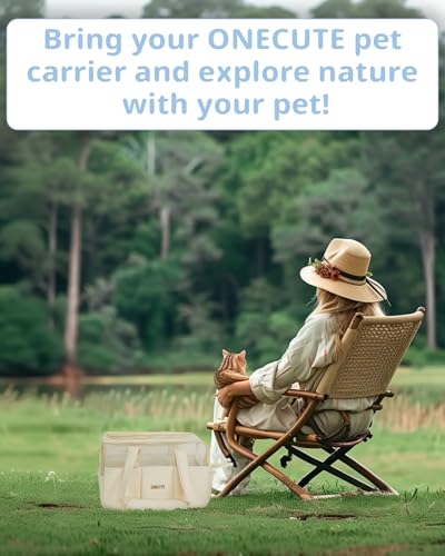 Dog Purse Carrier for Small Dogs Rabbit cat with Large Pockets (Beige Mesh / 17.0"L x 7.5"W x 12.0"H)