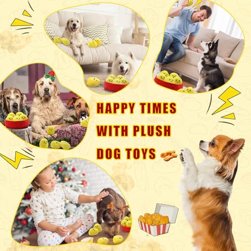 6 Pack Chicken Nugget Squeaky Dog Toys Interactive Puppy Chew Toys (Yelllow Chicken Nugget)