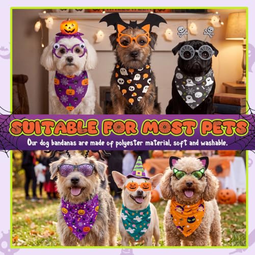 100 Pcs Halloween Dog Bandanas Bulk (19.7 x 13.8 x 13.8 Inch / Halloween)