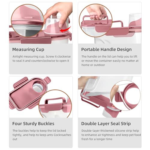 5Lbs Airtight Pet Storage Container For Cat Dog Bird Food and Keep Fresh (Rose pink / 5L-2pack)