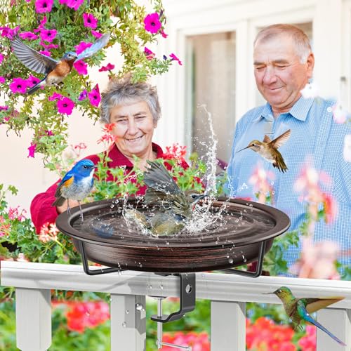 Deck Mounted Bird Bath for Outside (Brown)