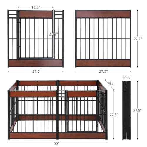 Furniture Style Dog Playpen (MAHOGANY / 6 Panels (27.5" High))
