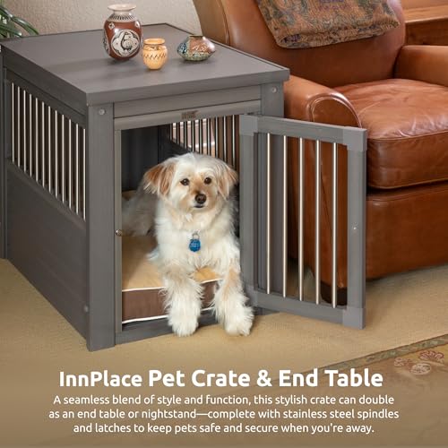 ECOFLEX® Medium Furniture Style Dog Crate & End Table (Grey / 29.5"L x 21.1"W x 25.2"H)