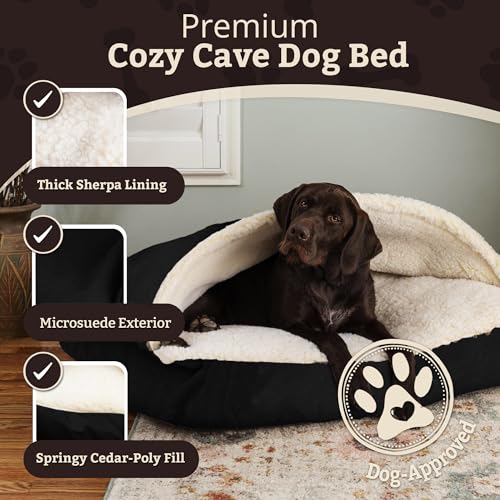 Rectangle Cozy Cave Dog Bed (Black / Medium)