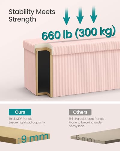 Ottoman Storage Bench (Jelly Pink / 15"D x 30"W x 15"H / Modern)