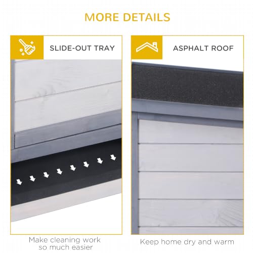Wooden Rabbit Hutch Bunny Hutch Cage Guinea Pig with Waterproof Roof (Grey)