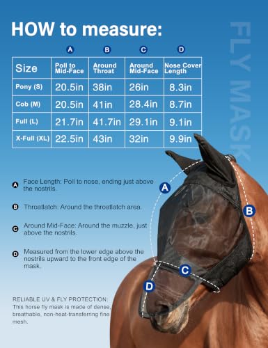 Horse Fly Mask with Nose Cover (Large / Long Nose)
