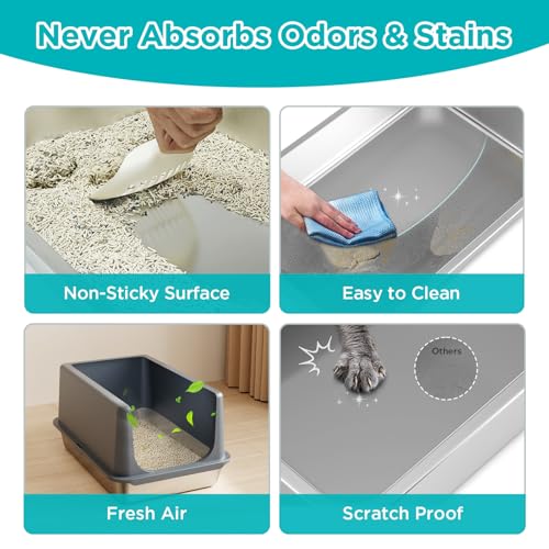 Stainless Steel Litter Box with Lid (16"H - Grey)