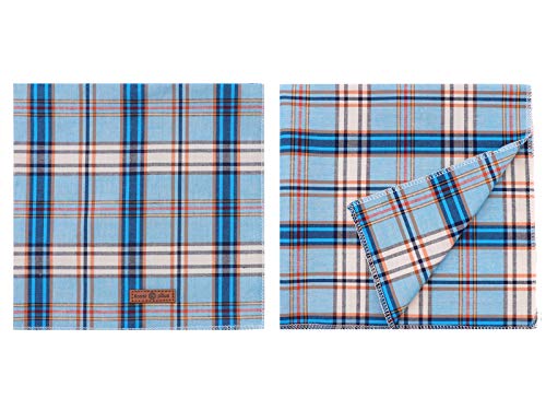 Dog Bandana for Small Medium Large Dogs (Blue Grid / Small (Pack of 1))