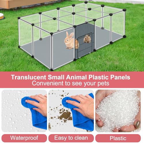 20 Panels Small Animals Playpen (20 Panels- 48"L x 24"W x 16"H / Transparent)