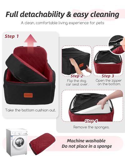 Dog Booster Car Seat for Small (Blakc/Red / Medium)