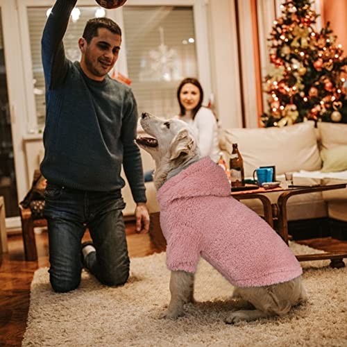 Fuzzy Dog Sweaters for Large Dogs Pet Hoodie Clothes Warm Soft Pet Coats Hooded Sweatshirt Dog Sweaters for Extra Large Dogs (X-Large / Pink)