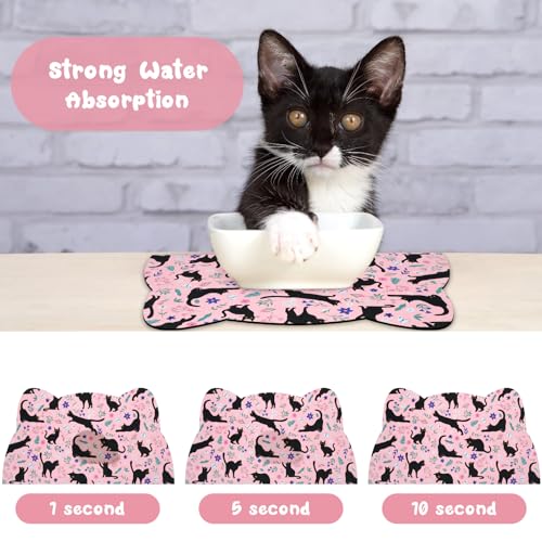 Cat Food Mats for Floor (Dark Pink / 23.6"L x 13.7"W)