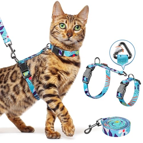 Cat Harness and Leash Set (Hawaiian Ocean Blue / Small (4-10 lb))