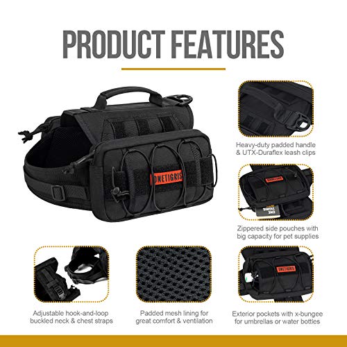 Dog Backpack for Medium & Large Dogs (Black / Medium)