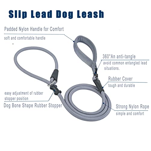 Slip Lead Dog Leash (1/2"×6ft / Grey)