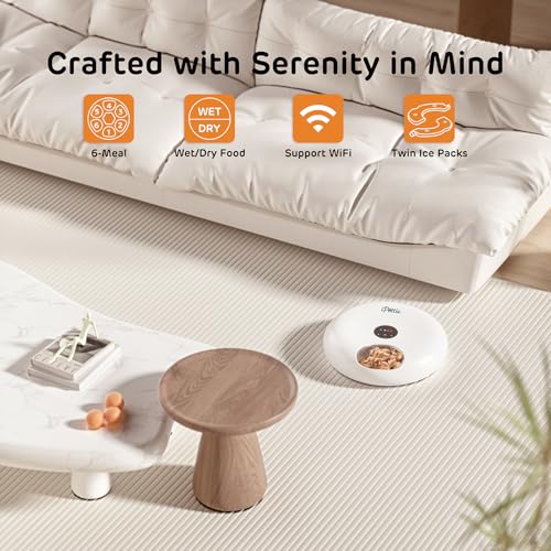 Donut Frost WiFi 6 Meal Automatic Wet Food Feeder with Ice Packs (Stainless White)