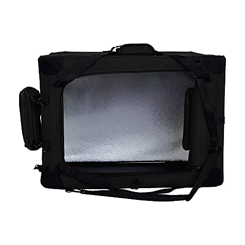 Folding Portable Soft Pet Dog Crate Carrier Kennel (BLACK / 26.2"L x 17.8"W x 18.1"H)