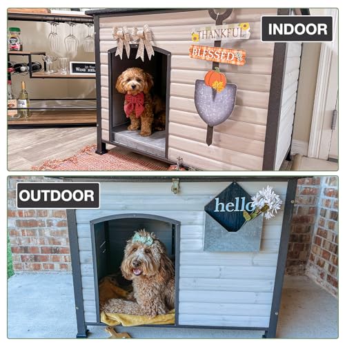 43.3’’ Large Dog House Outdoor Weatherproof Dog Kennel with Upgraded Thickened Metal Frame (Dog House)