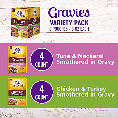 Healthy Indulgence Gravies Variety Pack Adult Wet Cat Food (3 Ounce (Pack of 8))