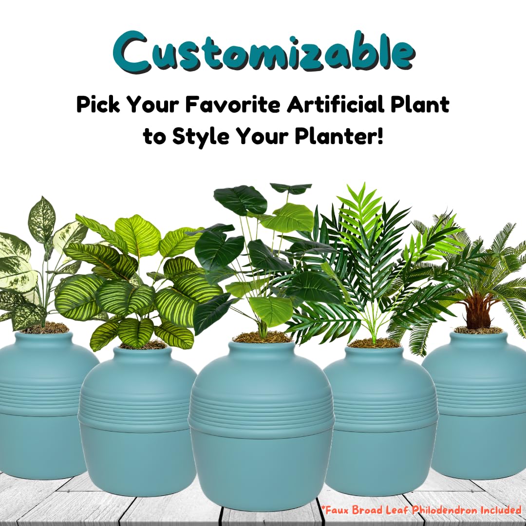 Original Hidden Litter Box Planter (Broad Leaf Philodendron / Base Kit / Coastal Blue)