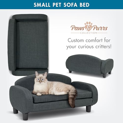Cat Sofa Bed Pet Couch for Indoor Cats Elevated Cat Beds with Removable Washable Mattress Cover for Kitten (Pet Sofa / Gray)