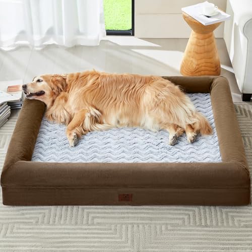 Giant Dog Bed Orthopedic for Senior Dog Bed Comfy Sleeping (Brown / XXXX-L (61x43x7.5in))