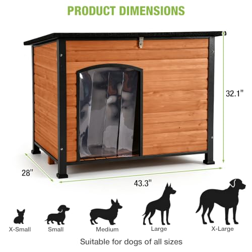 Large Outdoor Insulated&Heated Dog House Weatherproof Dog Kennel