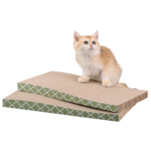 Cat Scratcher Cardboard Scratching Pads Scratch with Catnip 2PCS Reversible Corrugated Cardboard (M-2PCS)