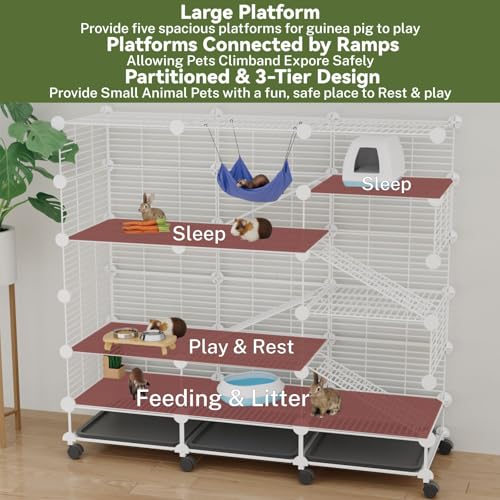 5 Tier Guinea Pig Cages Indoor (42.9"L x 14.6"W x 40.9"H)