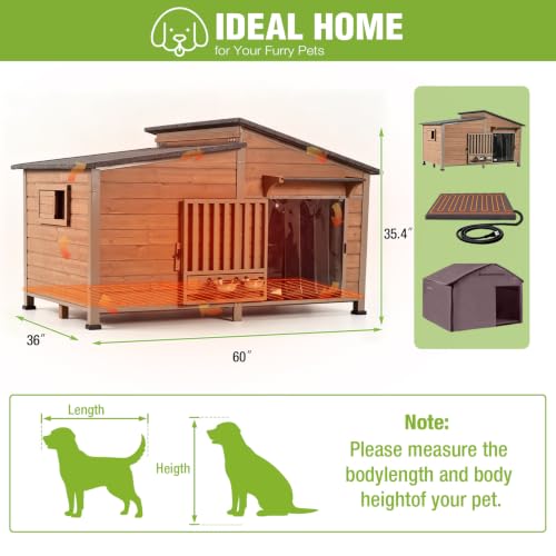 Extra Large Heated Dog House Insulated Dog Shelter Weatherproof