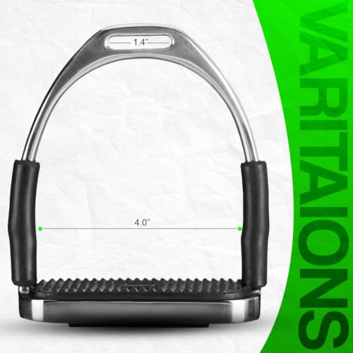 2PC Flex Stainless Steel English Saddle Stirrups with High Strength Iron Stirrups & Anti (4 Inch)