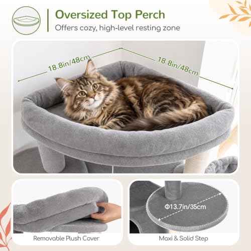 73in Corner Stable Cat Tree for Indoor Cats (Light Grey / 73 inch)