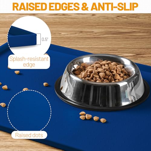 Dog Feeding Mat (Navy / 24"l X 16"w)