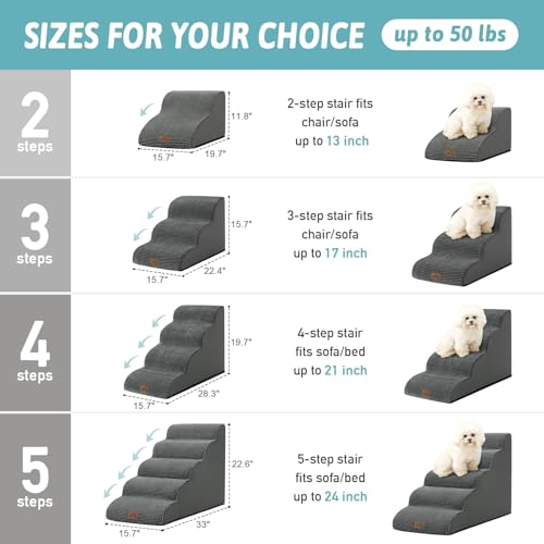 Dog Stair for Small Dog 15.7" H (Charcoal Grey / Standard:15.7"x22.4"x15.7")