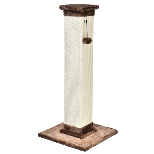 Sturdy Cat Scratching Post for Indoor Cats & Kittens (Premium Scratching Post / Brown / 35.4" H)