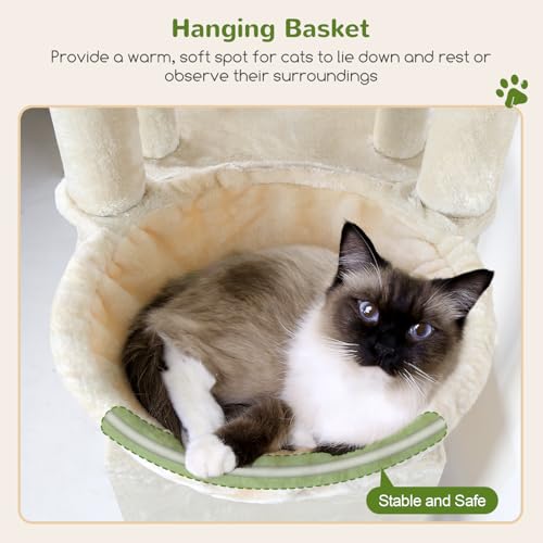 Heavy Duty Cat Trees for Big Cats Maine Coon (Beige / 61inch)
