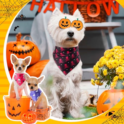 120 Pcs Fall Dog Bandanas Halloween for Small Dogs Cats