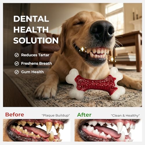 2 Pack Dog Toys for Aggressive Chewers Medium (2PC-Beef-Red)