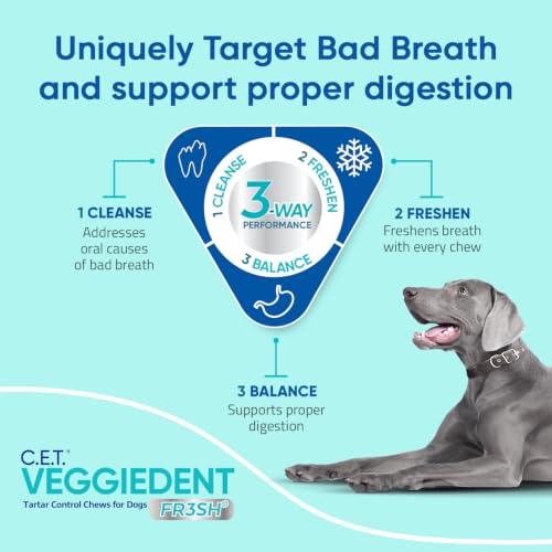C.E.T. Veggiedent Fr3sh Plaque and Tartar Control Chews for Dogs (Large Over 66lbs)