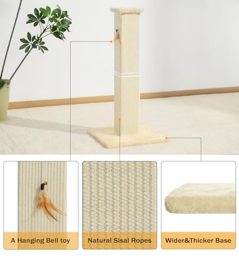 Made4Pets Cat Scratching Post for Indoor Cats (Beige-Sisal)