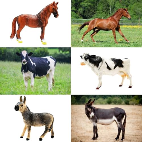 53 Piece Farm Animal Figures Toy with Fence & Building Blocks for Toddlers (Farm Animals Playset)