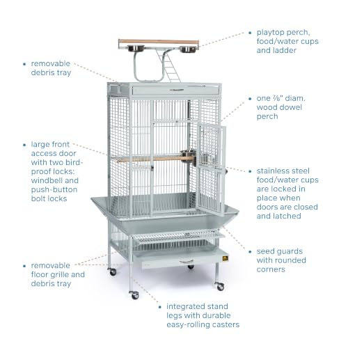 Wrought Iron Select Bird Cage (Pewter / 24.0"L x 20.0"W x 60.0"H)