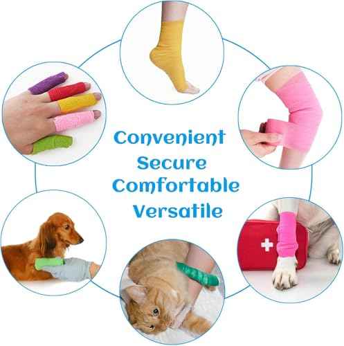 6 Rolls Elastic Self Adhesive Bandage Wrap 4 Inch (4 Inch-6 Count Color)