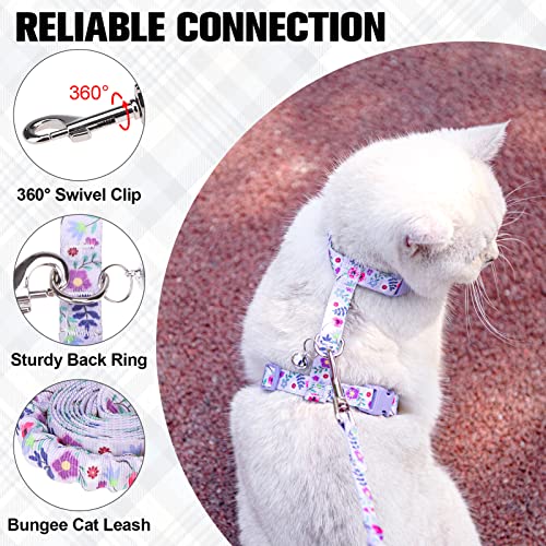 Cat Harness and Leash Set (Small(Chest: 10"-15") / Purple Flower)