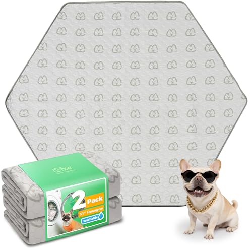 Washable Pee Pads for Dogs (Khaki / 31" Hexagon (2 Packs))