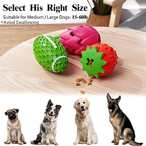 Dog Chew Toys for Aggressive Chewers Rubber Squeaky Dog Toy 3 Pack (colorful fruit set)