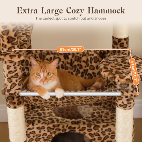 72" Leopard Tall Cat Tree for Large Cats with Condo & Sisal Posts (Leopard / 72")